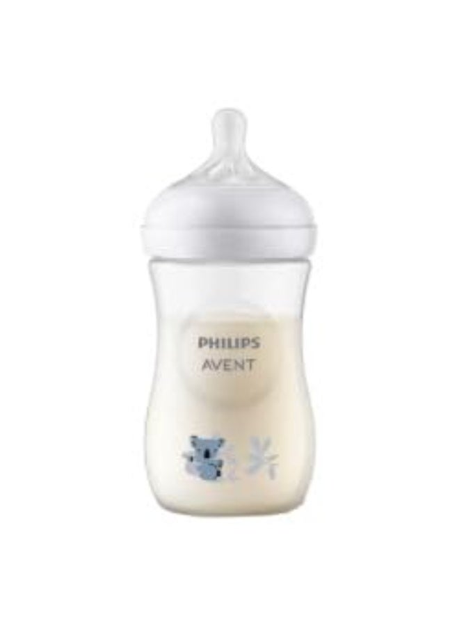 Avent Philips AVENT Natural Response Plastic Baby Feeding Bottle - 260Ml Baby Milk Bottle, Bpa Free with Babies 1Month+ Teat (260Ml Koala Bear Print) - Image 2